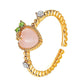 Sweet pink peach ring summer fresh love cat's eye stone open ring Mori student index finger ring