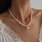 N9995 Simple Double Layer Necklace Female Imitation Pearl Stone Temperament Lady Necklace French Cold Necklace