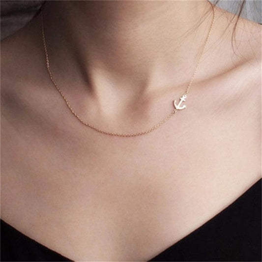 Accessories Personality Creative Diagonal Hanging Anchor Necklace Female Jewelry
