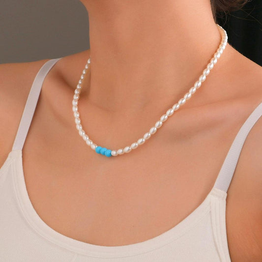 Elegant Temperament Oval Imitation Pearl Necklace Fashion Handmade Beaded Necklace Accessories