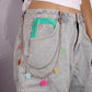 Jewelry double-layer candy-colored resin small flower waist chain street shooting hip-hop ball chain pants chain