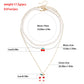 Jewelry fashion double red cherry pendant necklace female imitation pearl necklace ins necklace