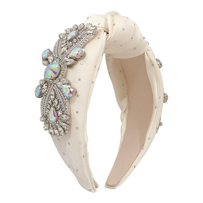 F3929 exaggerated headband women's wide-brimmed rhinestone temperament geometric hairpin baroque knotted retro headband