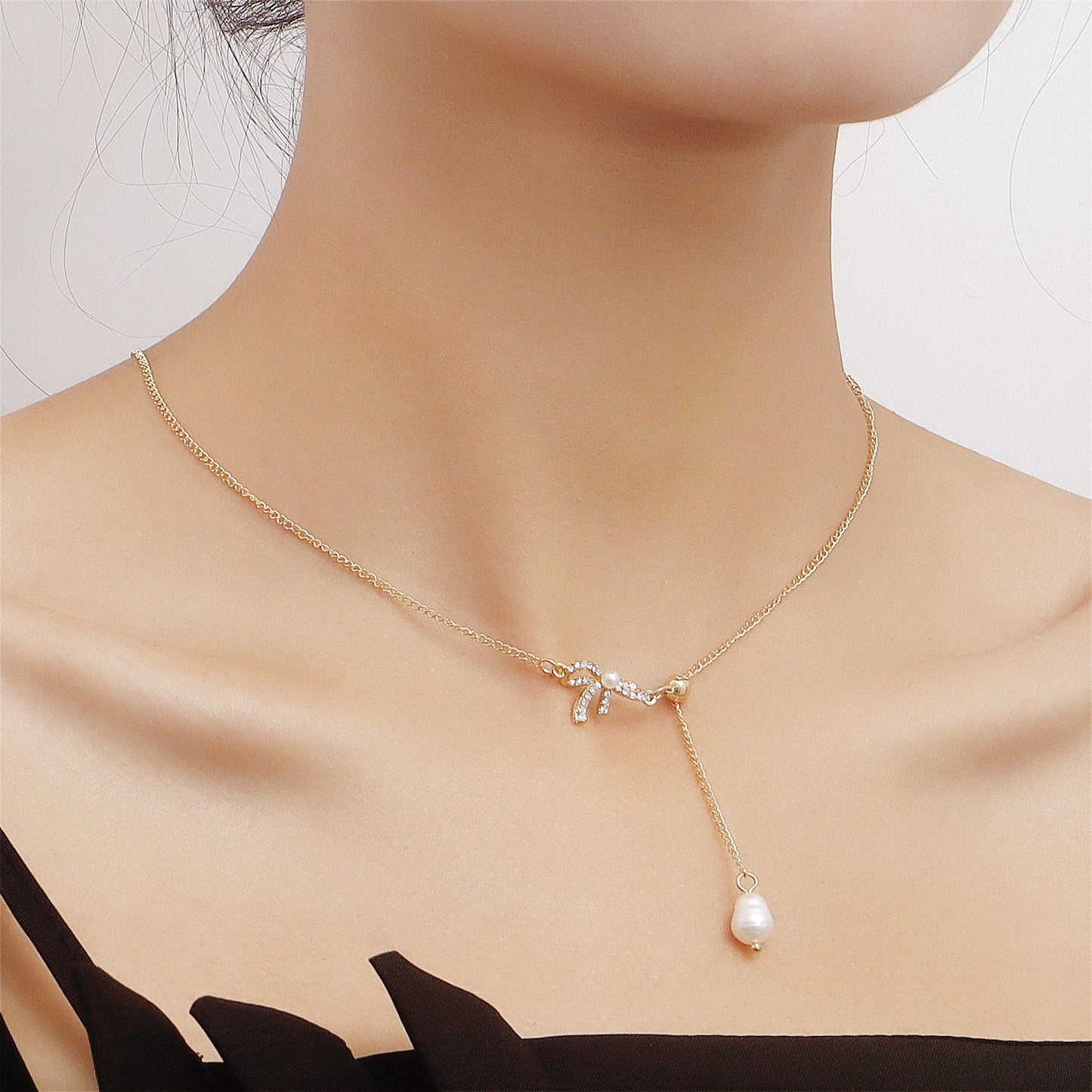 Jewelry Imitation Pearl Pendant Butterfly Necklace Niche Simple Fresh Sweet Natural Not Exaggerated Necklace