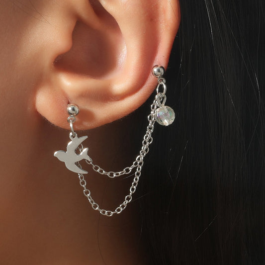 Retro simple swallow chain ear clip ins cold one-piece earrings earrings personality trendy creative accessories female