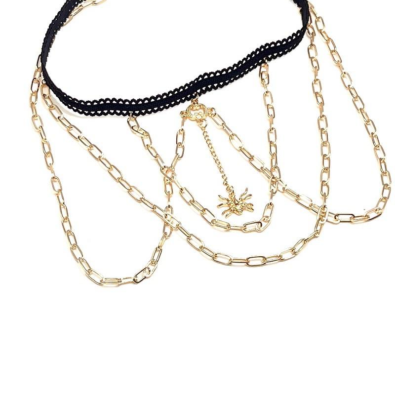 Fashion multi-layer chain spider pendant thigh chain female ins creative metal elastic body chain