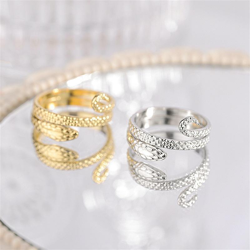 Hip Hop Open Titanium Steel Ring Snake Ring Vintage Stainless Steel Ring Jewelry
