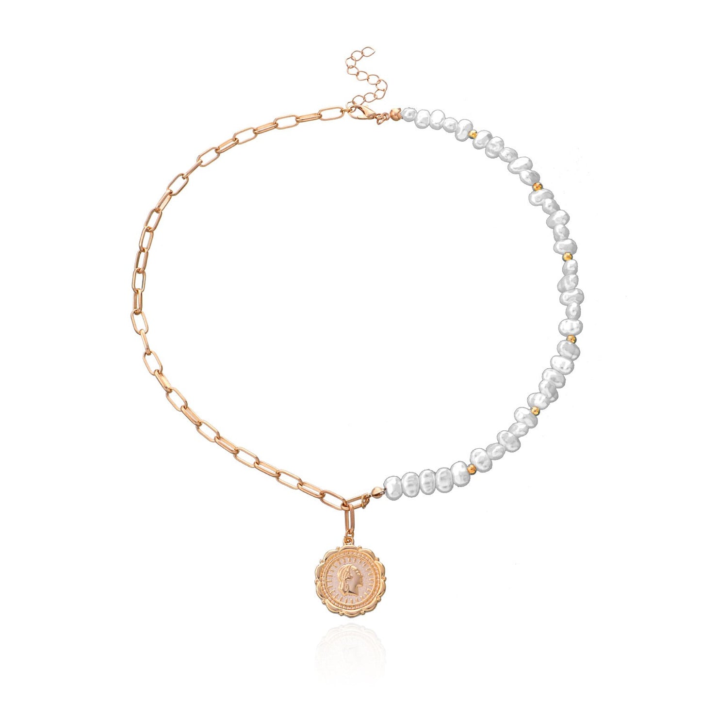 Jewelry Pearl Embossed Queen Pendant Necklace Female Creative Personality Fashion Lace Disc Necklace