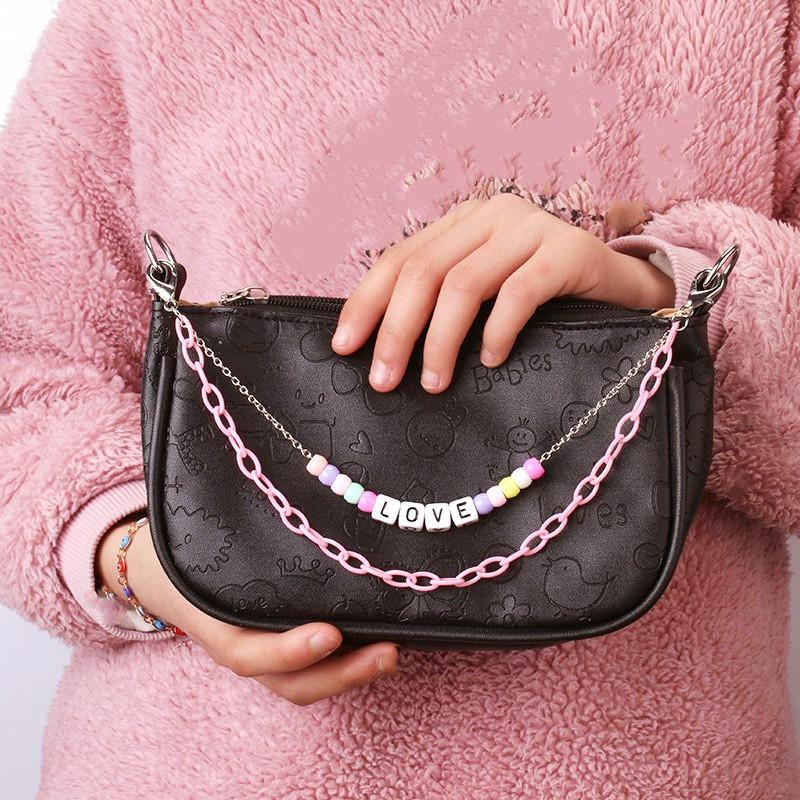 Pearl Chain Metal Chain Double Chain Accessories Shoulder Straps Chain Alphabet Dice Accessories Messenger Shoulder Bags