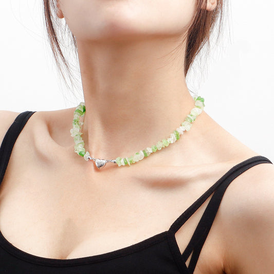 Jewelry summer emerald green natural gravel magnet love pendant necklace female does not fade