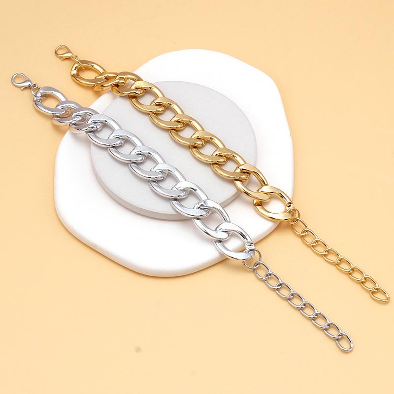 Jewelry Punk Exaggerated Metal Geometric Hollow Hand Decoration Fashion Trend Single Layer Thick Chain Bracelet