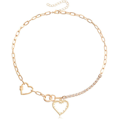 Jewelry Hip Hop Geometric Sweet Cool Heart Single Layer Necklace Personality Claw Diamond Mix and Match Fashion Necklace