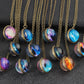 Double-sided glass ball luminous couple necklace Harajuku universe fantasy starry sky gemstone pendant jewelry