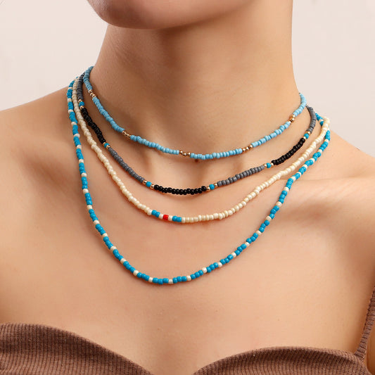 Bead necklace female ins simple necklace personality cute French jewelry sweet beaded choker collar