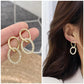 Dongdaemun micro-studded diamond double hoop earrings S925 silver needle trendy designer style simple and atmospheric earrings
