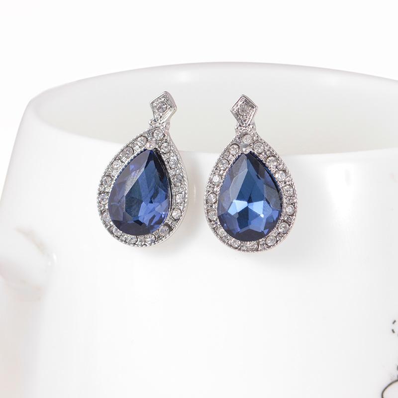 Jewelry Temperament Simple Water Drop Zircon Earrings Diamond Necklace Bridal Jewelry Fashion Set