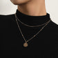 Jewelry Geometric Round Embossed Pendant Necklace Female Fashion Fashion Versatile Personality Bead Necklace