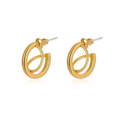 Retro fashion matte hollow C-shaped earrings female ins indifferent niche design geometric irregular earrings