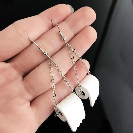 Earrings Creative Toilet Roll Earrings Toilet Paper Earrings Earrings Toilet Paper Roll Earhooks