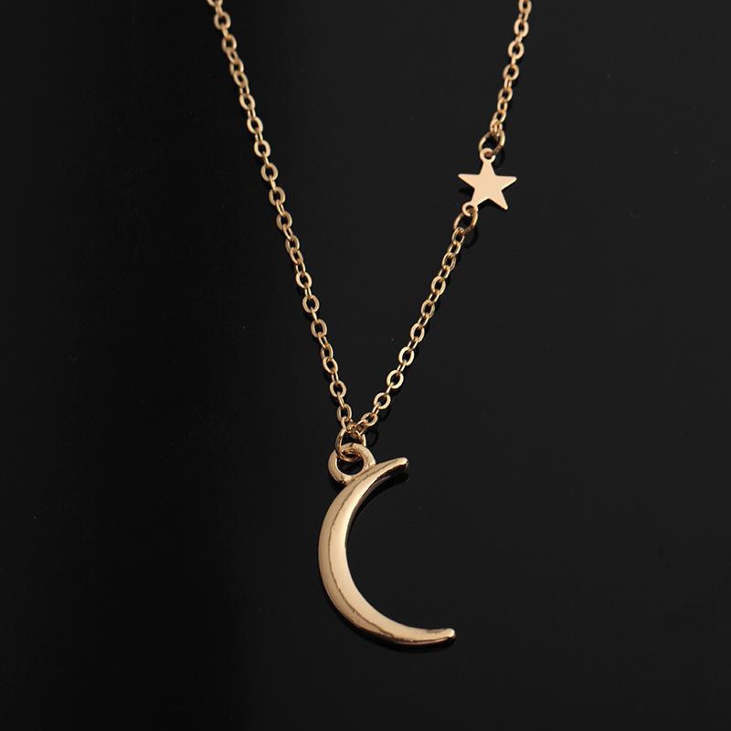 Fashion Simple Star Moon Necklace Personality Crescent Clavicle Chain Jewelry