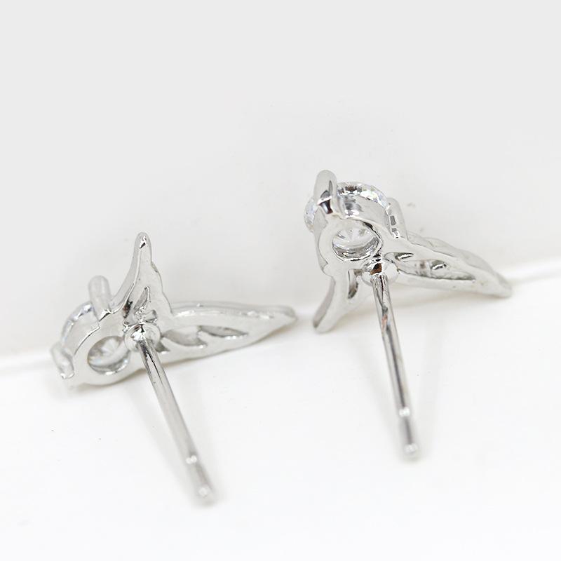 Angel Wings Wing Stud Earrings Delicate Silver Plated Zircon Earrings Jewelry