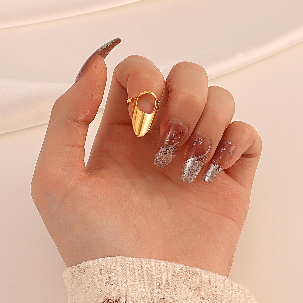 ins metal geometric nail set fashion niche nail ring fingertip decoration simple armor jewelry tide