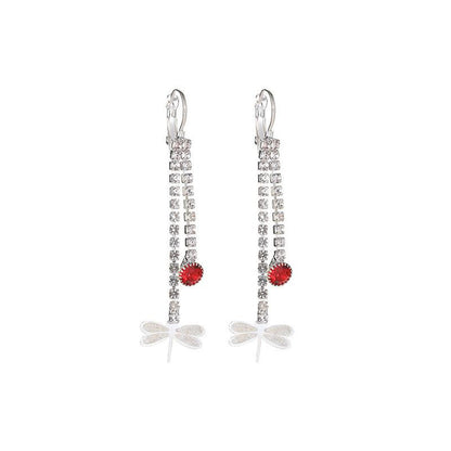 Niche Design Long Fashionable Dragonfly Earrings Female Exquisite Aesthetic Light Luxury Tassel Insect Earrings