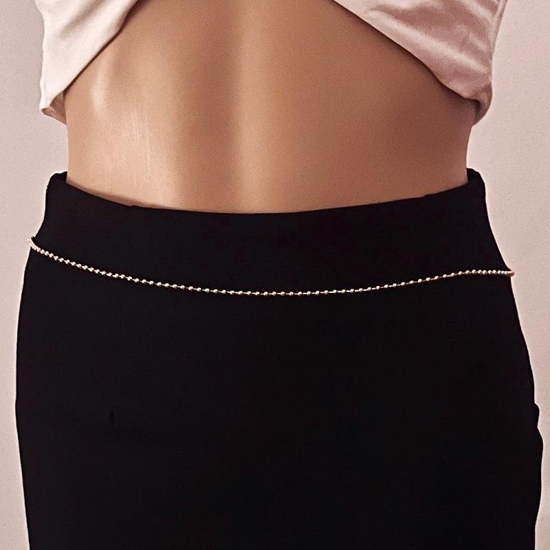 Jewelry Trend Hip Hop Metal Ball Chain Waist Chain Retro Geometric Single Layer Body Chain