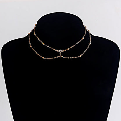 Sexy Exaggerated Beach Casual Body Clothing Chain Necklace Flash Diamond Pendant Tassel Necklace Chest Chain Necklace Female