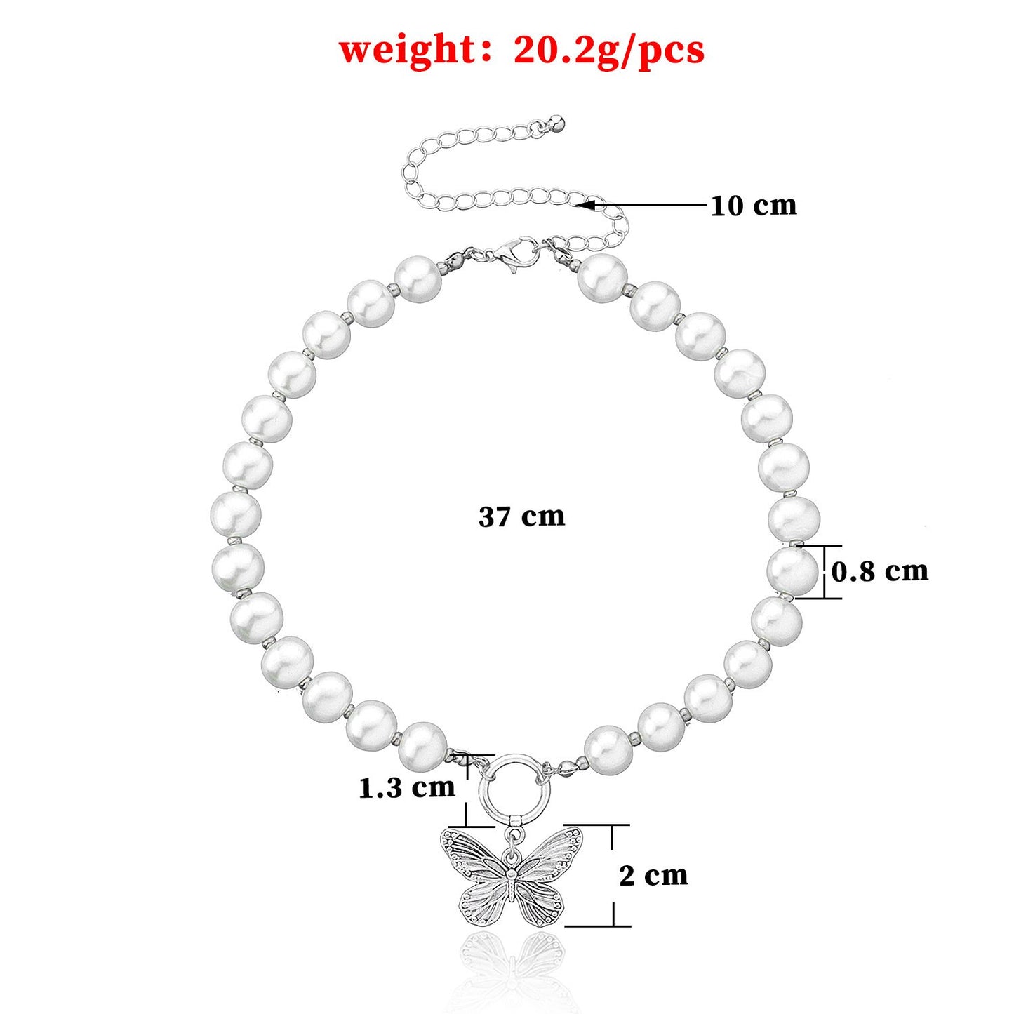 Jewelry Short Retro Metal Butterfly Pendant Necklace Female Fashion Personality Popular Pearl Necklace