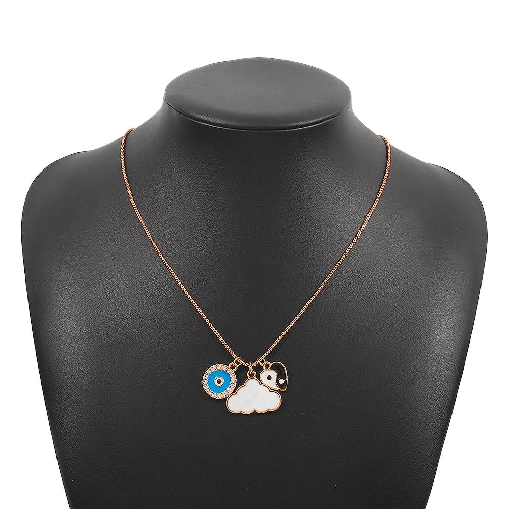 N9815 single-layer snake bone chain necklace cloud Tai Chi gossip drop oil eye necklace simple personality necklace