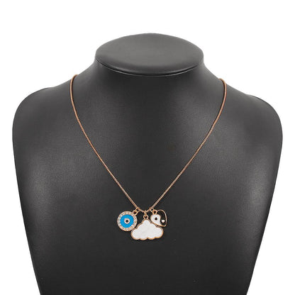 N9815 single-layer snake bone chain necklace cloud Tai Chi gossip drop oil eye necklace simple personality necklace