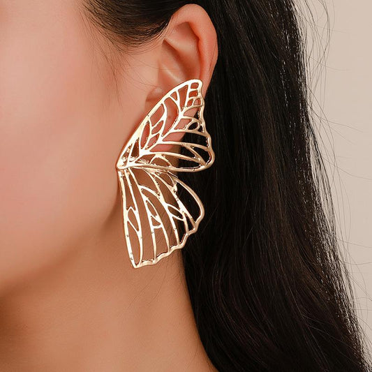 Exaggerated Hollow Butterfly Wing Earrings Middle Eastern Trend Fan Shaped Creative Earrings
