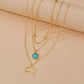 Fashion Moon Pendant Necklace Vintage Multilayer Chain Clavicle Chain Necklace Ladies Accessories