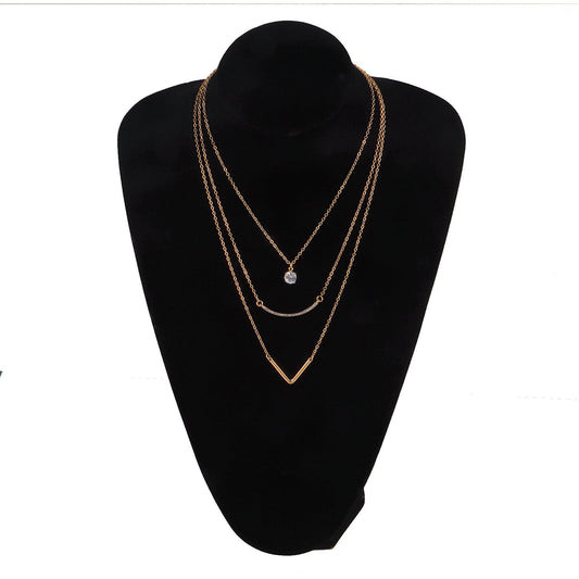 Women's Zircon Necklace Cheap Simple Necklace Exquisite V-shaped Alloy Pendant Clavicle Chain