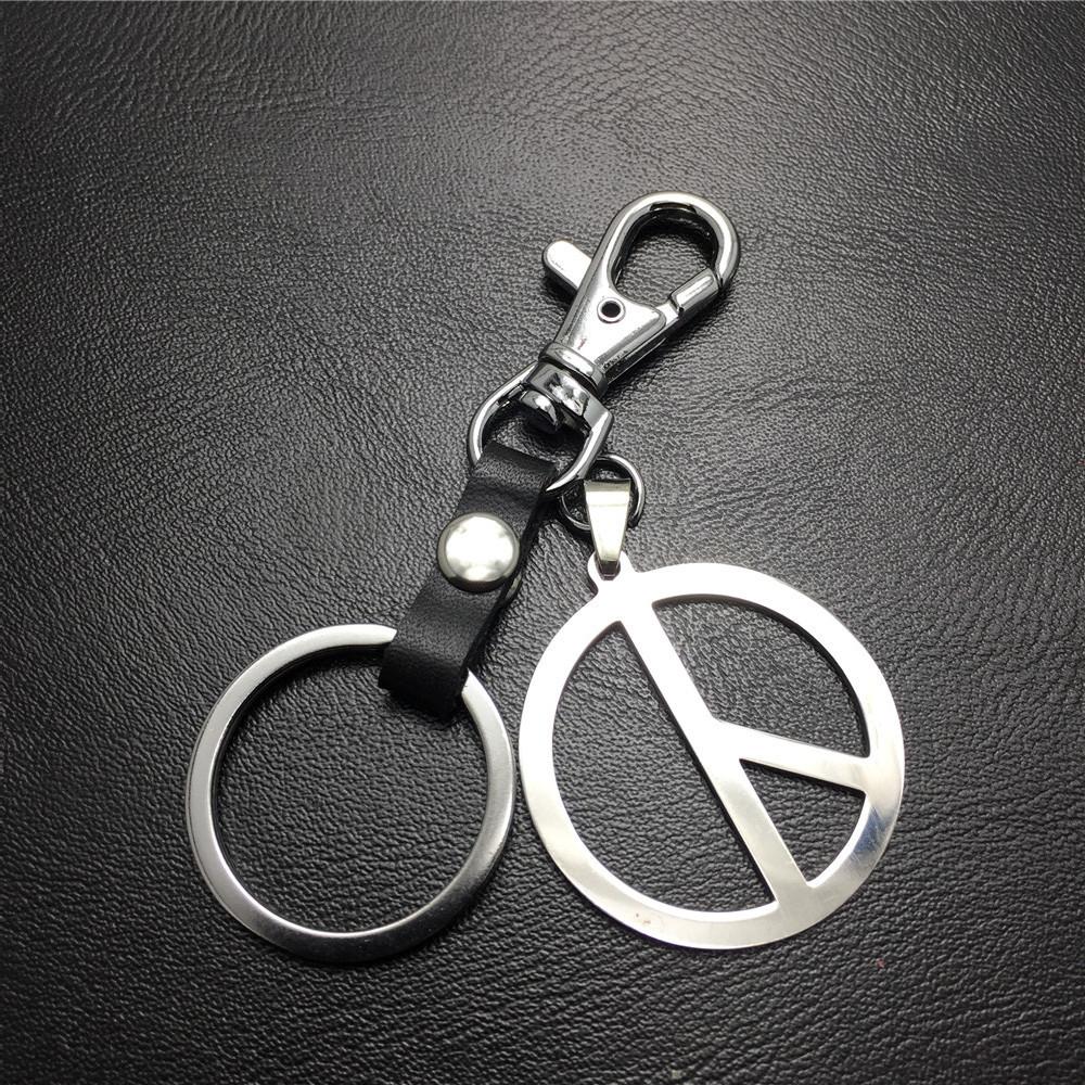 Quan Zhilong GD anti-war logo stainless steel key chain pendant cowhide connection piece Valentine's Day gift world peace