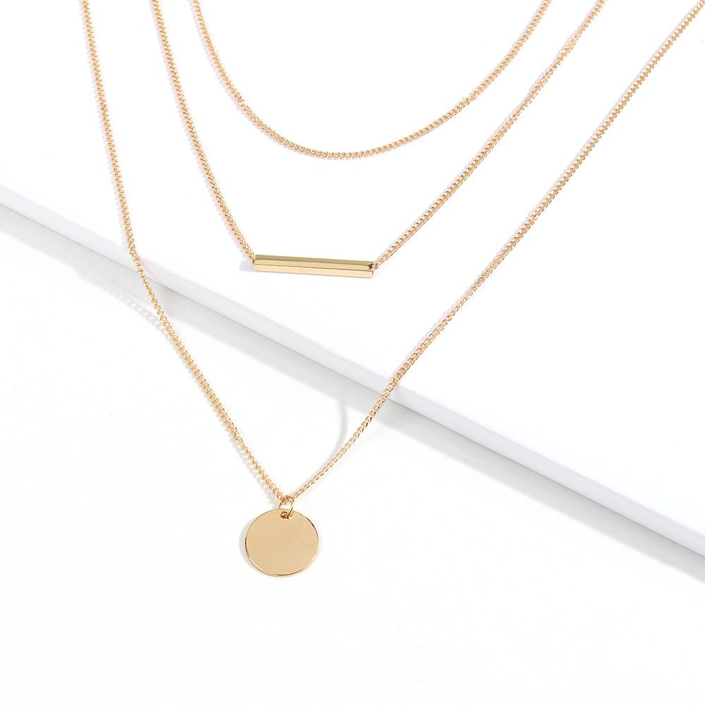 N6777 Fashion Temperament Coin Multi-Layer Necklace Simple and Versatile Personality Trendy Multi-Layer Clavicle Chain Women