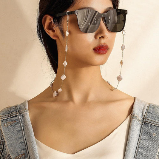Rhombus baroque special-shaped pearl mask chain hand-spliced fashion temperament glasses anti-drop anti-lost chain