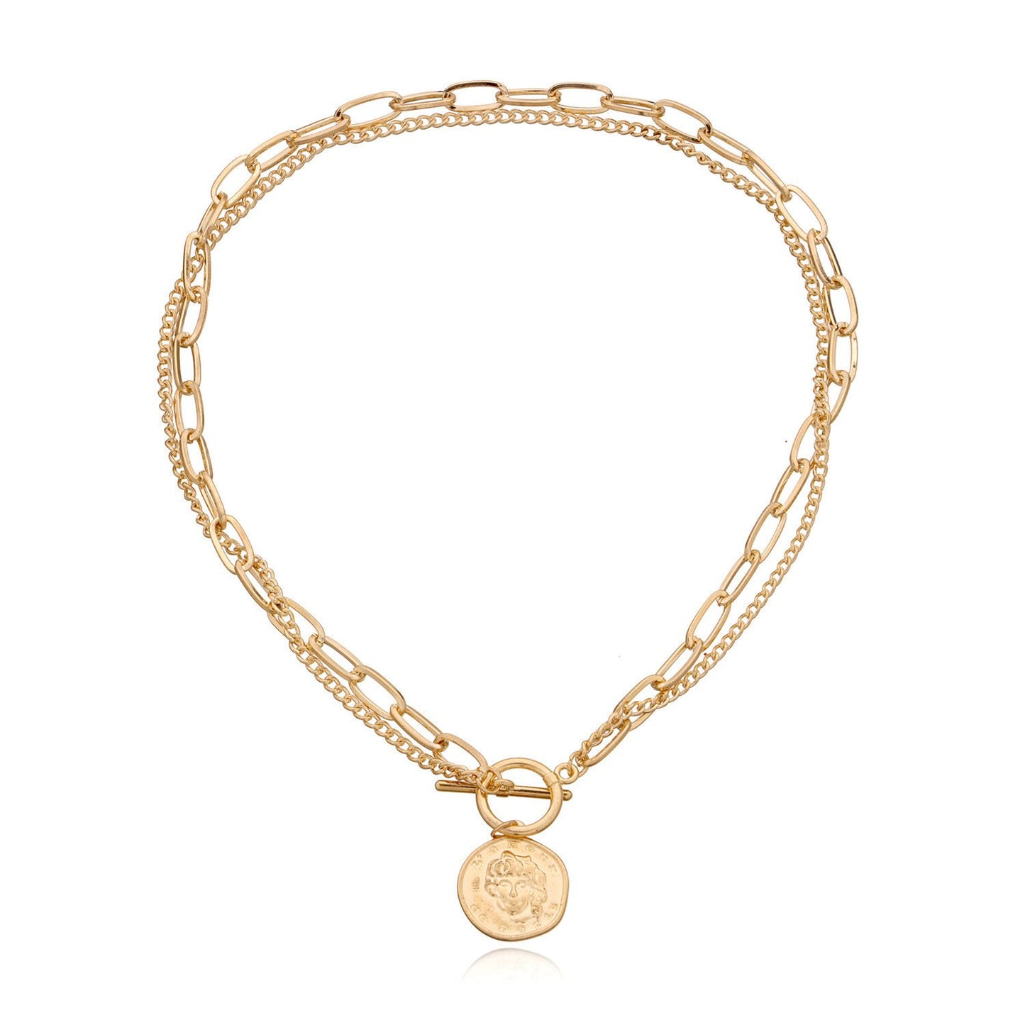 Popular Jewelry Fashion Irregular Avatar Pendant Necklace Ladies Double Layer Simple Chain Necklace