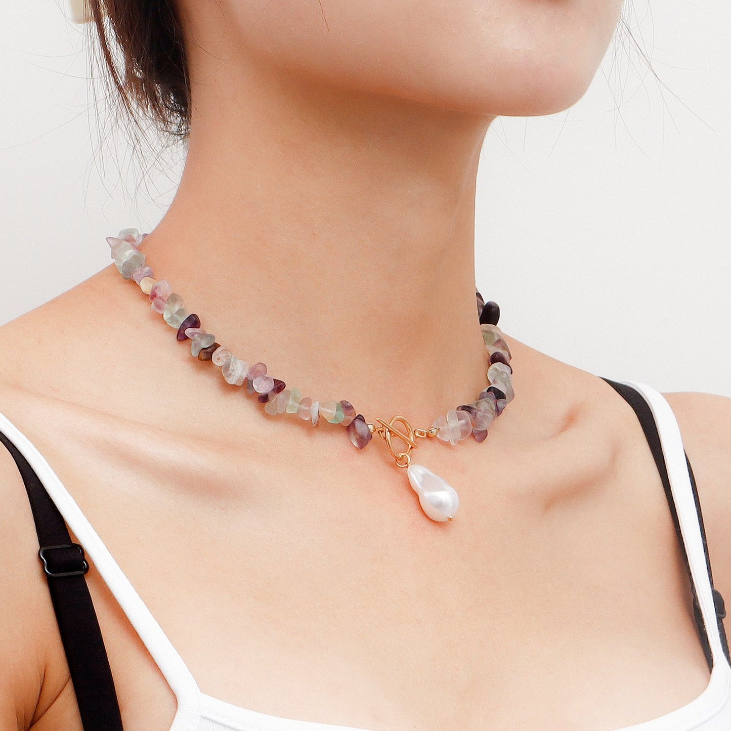 Jewelry Large Shaped Pearl OT Buckle Necklace Female Beach Simple Fashion Color Turquoise Necklace