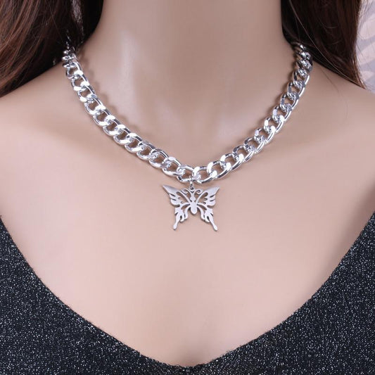 Necklace Jewelry Punk Retro Titanium Steel Blade Thick Chain Necklace Men and Women Simple Single Layer Matching Decoration
