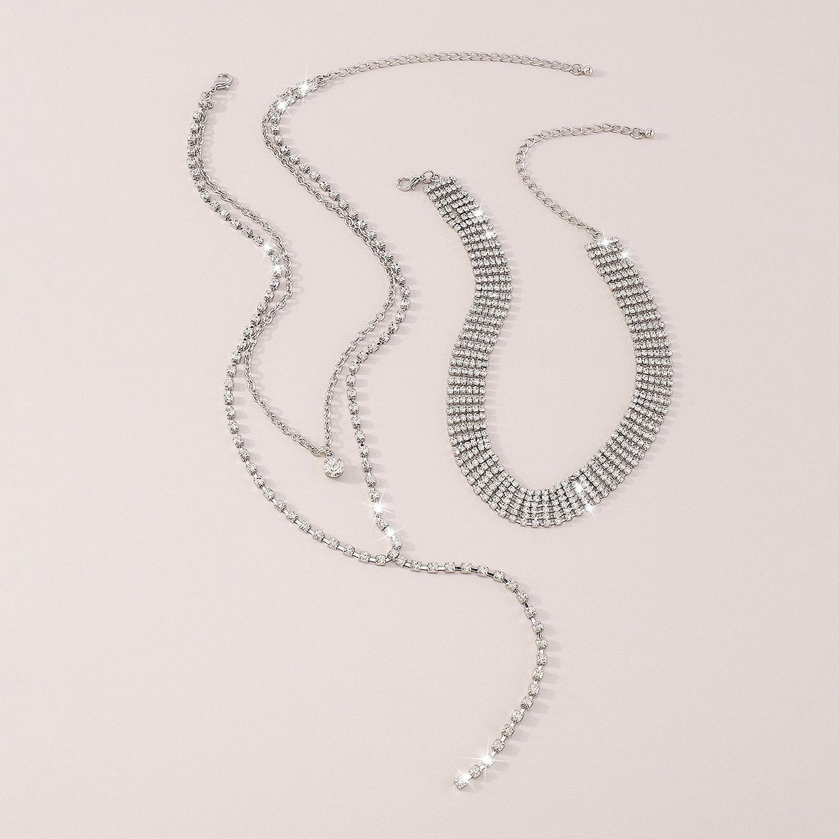 Exaggerated Claw Chain Necklace Rhinestone Tassel Light Luxury Necklace Personality Dinner Party Temperament Net Red Necklace