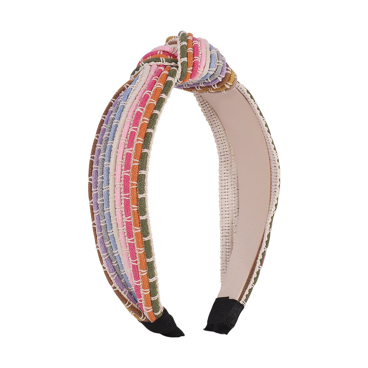 F4149 Ethnic color fashion headband women's wide-brimmed rainbow color braided wide-brimmed knotted headband