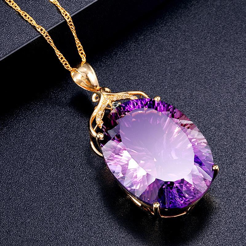 Women Fashion Luxury Amethyst Pendant Necklace Ametrine Gemstone Necklace Jewelry