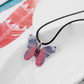 Creative Personality Painted Butterfly Real Leaf Specimen Pendant Earrings Necklace Women's Set