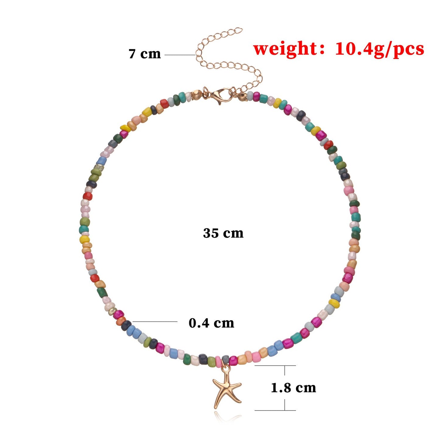 Jewelry Color Rice Bead Necklace Ladies Temperament Alloy Butterfly Starfish Necklace