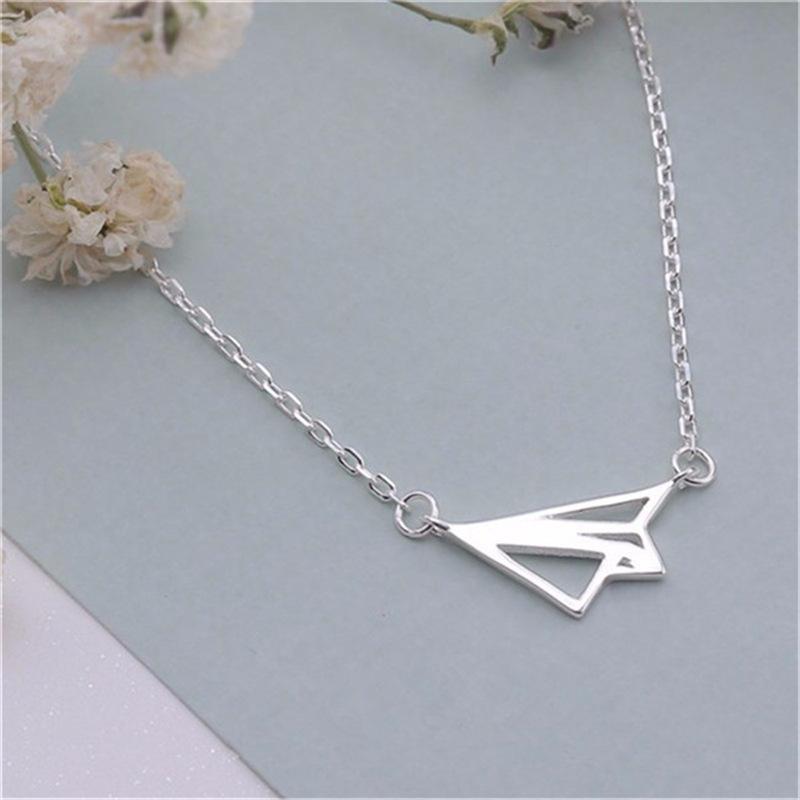 Popular Necklace Small Airplane Necklace Alloy Plating Hollow Airplane Pendant Necklace
