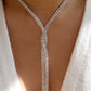 N1626 Back Chain Double Row Diamond Temperament Elegant Necklace Winding Tassel Claw Chain Light Luxury Necklace Women