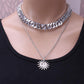 Sunflower Double Layer Pendant Accessories Alloy Sunflower Vintage Sweater Chain Necklace Women