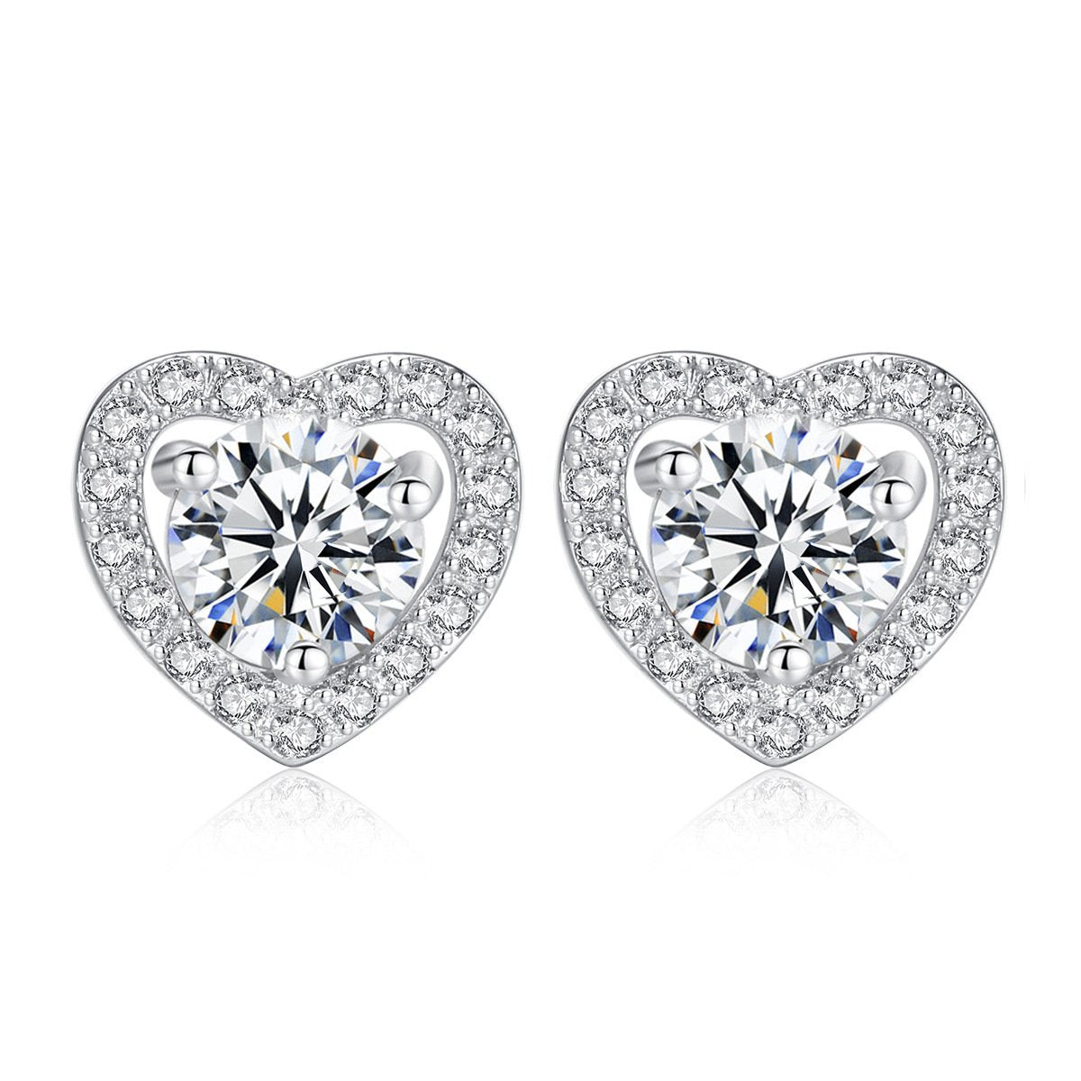 Internet celebrity with the same zircon heart earrings necklace simple cold peach heart earrings fashion trend jewelry